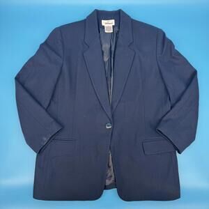 Worthington Vintage 100% Wool Suit Jacket Blazer Navy Women's Plus Size 18